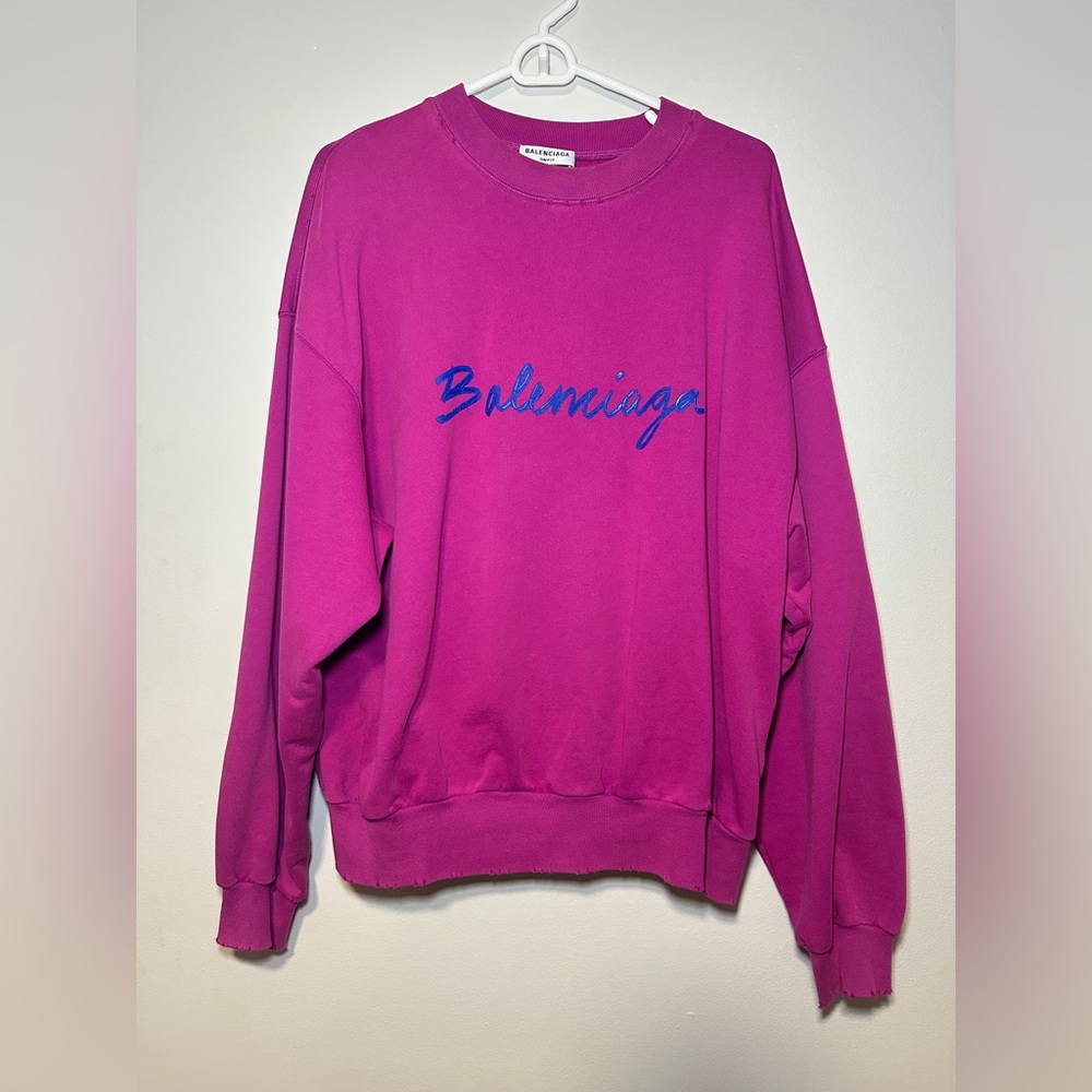 Balenciaga Women's Fuchsia and Blue Sweater